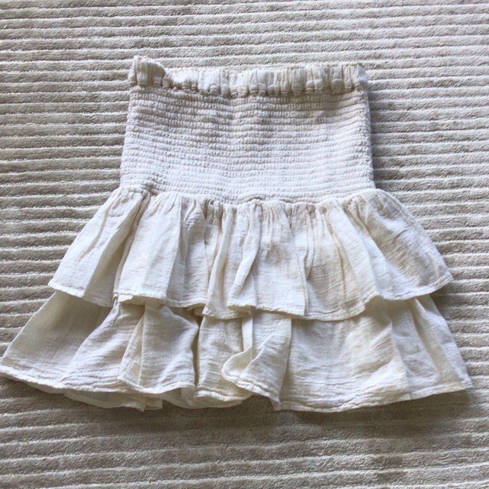 Honorine Chic Cream Ruffled Mini Skirt